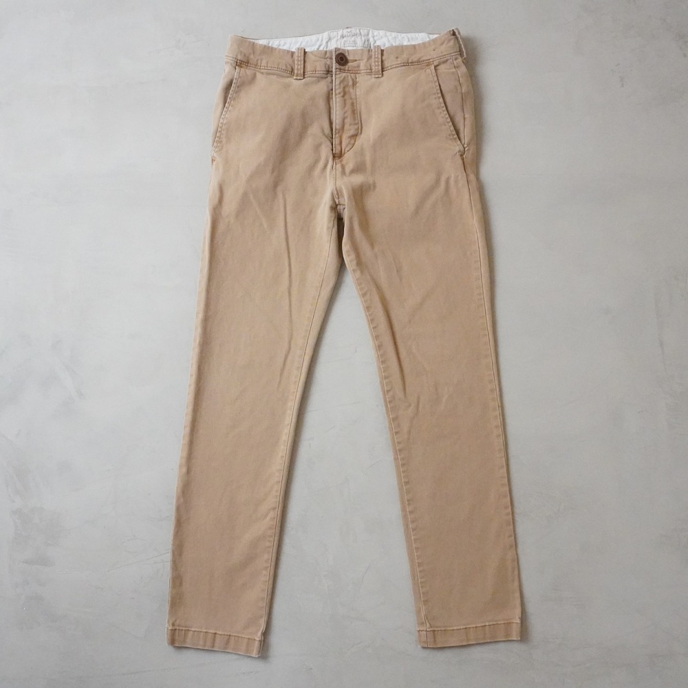 Hollister Mens Slim Straight Chino Pants Tan Khaki Stretch Cotton 31x30